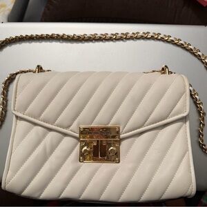 Michael Kors White Quilted Shoulder Bag with Gold Chain